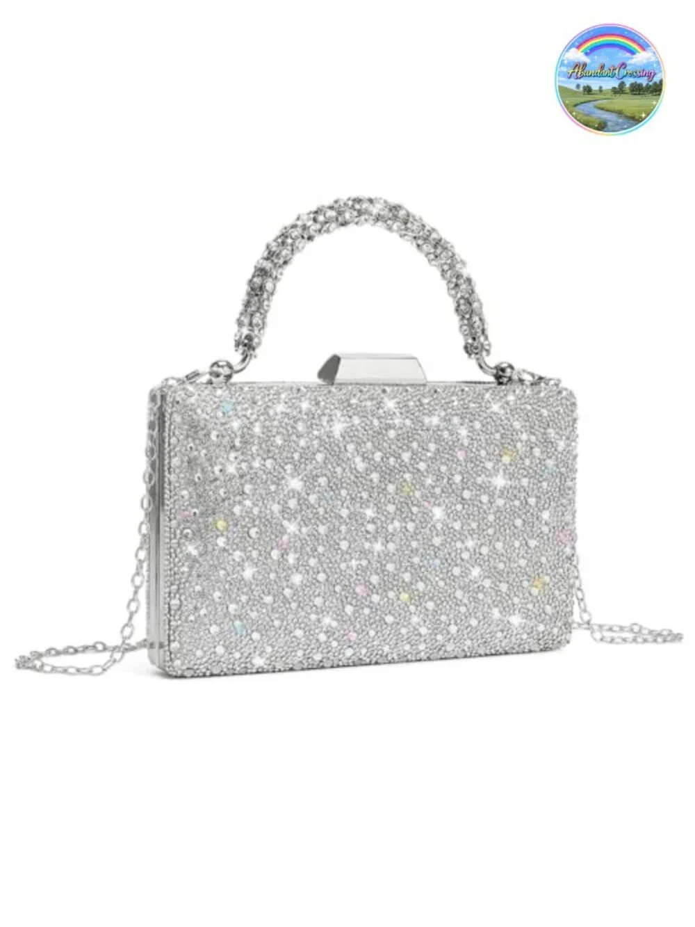 Crystal Rhinestone Evening Clutch Bag with Detachable Chain for Wedding Party